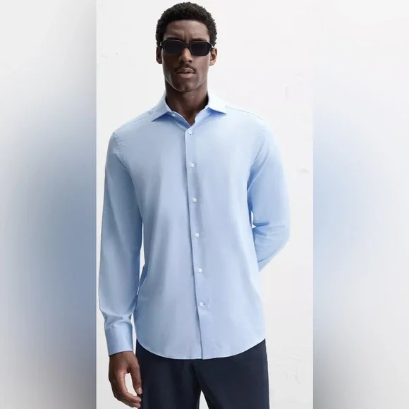 Zara Sky Blue Men's Dress Shirt - Picture 2 of 10